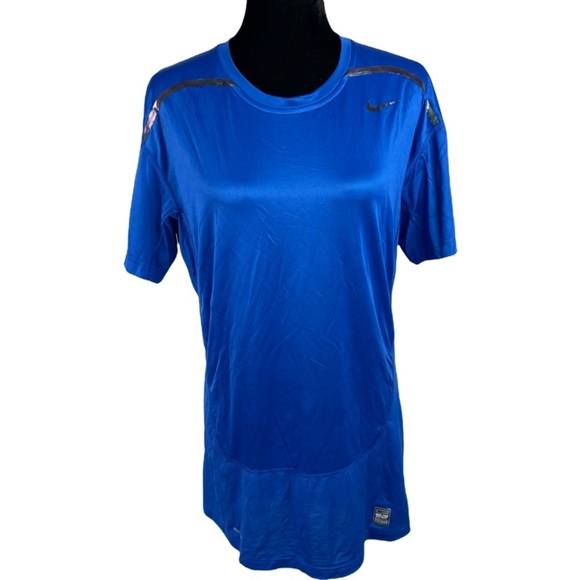 Nike Pro Combat Dri Fit Compression Cut Out Back blue tee shirt for women  XXL - Picture 2 of 14